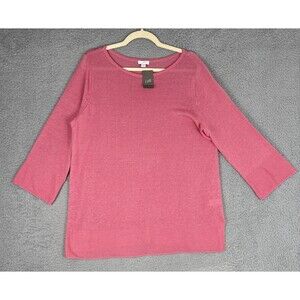 NWT J. Jill Teaberry Pink Sweater Tunic Medium Linen Cotton Blend Lightweight